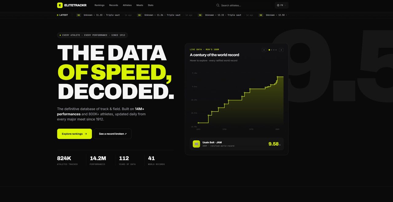 EliteTrackr — capture d'écran 2 de l'interface (Nuxt.js, TypeScript)